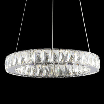 Reese 15.7" Adjustable Integrated LED Metal/Crystal Pendant Pendant - JONATHAN Y